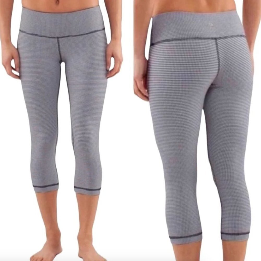 ☀️ LULULEMON Wunder Under Crop II (Roll Down) Gingham Luon 10 Workout Leggings